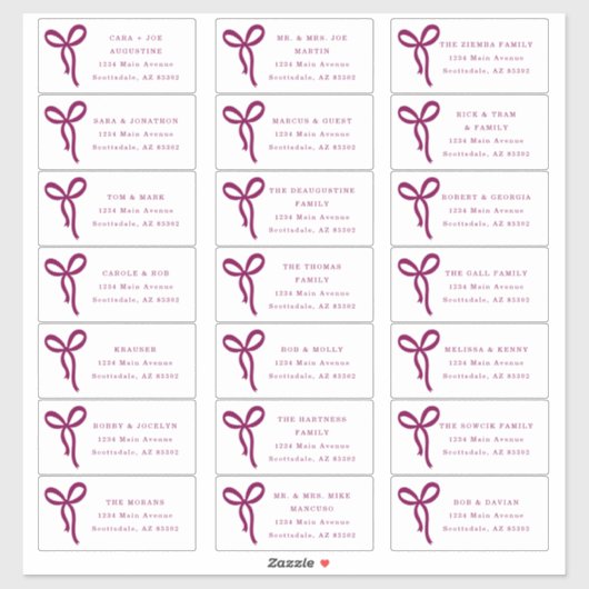 Transparent Bow Wedding Guest Address Labels シール (シート)