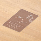 Transparent Burgundy White Floral | Wedding アクリル招待状 (レイダウン)