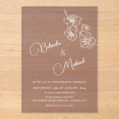 Transparent Burgundy White Floral | Wedding アクリル招待状 (正面)