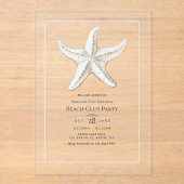 Transparent Coastal Chic Beach Club Birthday Party アクリル招待状 (正面)