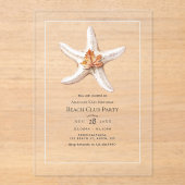 Transparent Coastal Chic Fall Beach Club Party アクリル招待状 (正面)