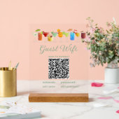 Transparent Guest WiFi Sign with QR Code  アクリルサイン (ウェディング)
