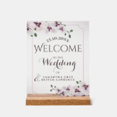 Transparent Orchid Minimalist Wedding Welcome Sign アクリルサイン (正面)