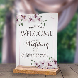 Transparent Orchid Minimalist Wedding Welcome Sign アクリルサイン