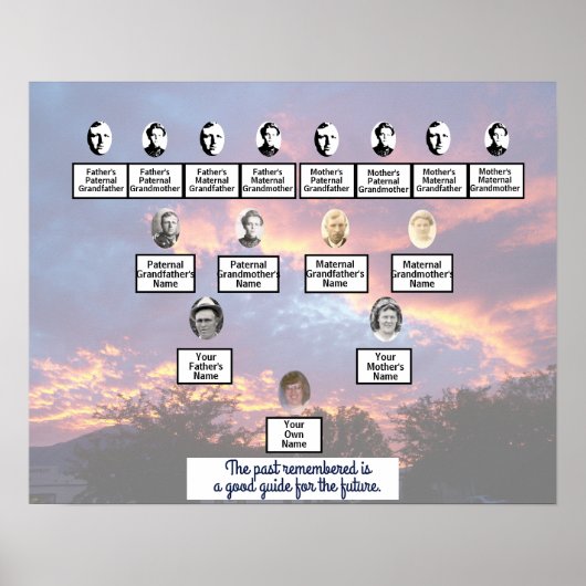 Transparent Purple Sunset Photo Family Tree Poster ポスター (正面)