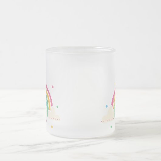Transparent Rainbow Clouds Personalized Kids' Mug  フロストグラスマグカップ (中央)