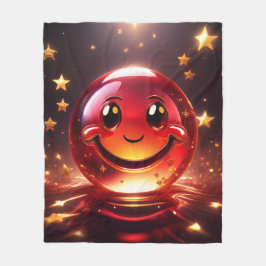 Transparent Red Bubbly Face With Stars フリースブランケット