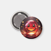 Transparent Red Bubbly Face With Stars マグネット (正面/裏面)