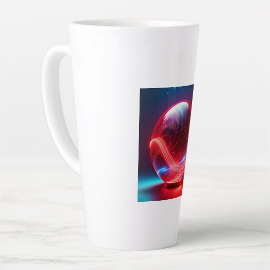 Transparent Reflective  Red Globe With Starbursts カフェラテマグ (左アングル)