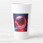 Transparent Reflective  Red Globe With Starbursts カフェラテマグ (正面)