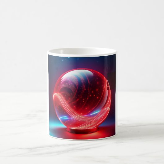 Transparent Reflective  Red Globe With Starbursts コーヒーマグカップ (中央)