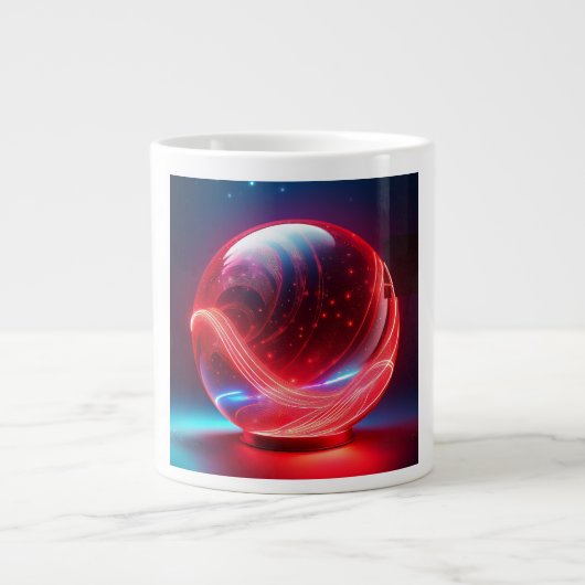 Transparent Reflective  Red Globe With Starbursts ジャンボコーヒーマグカップ (正面)