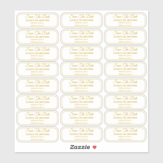 Transparent Save The Date Gold Return Address シール (シート)