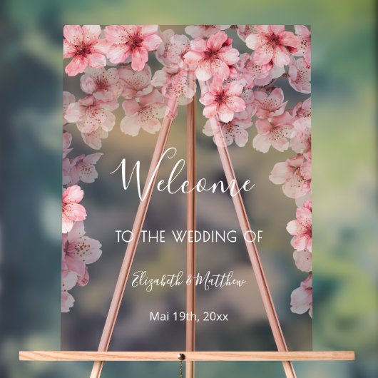 Transparent Watercolor Cherry Blossom アクリルサイン (ニュートラル)