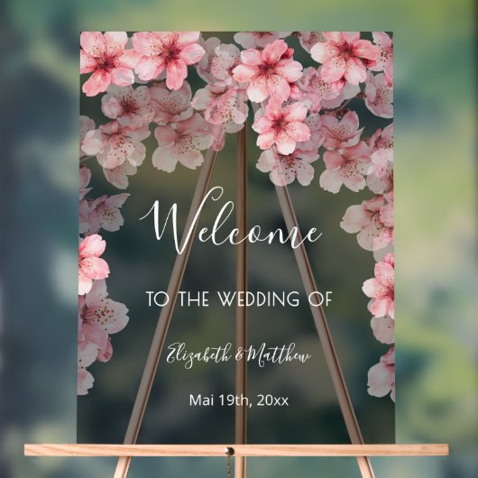 Transparent Watercolor Cherry Blossom アクリルサイン (ニュートラル)