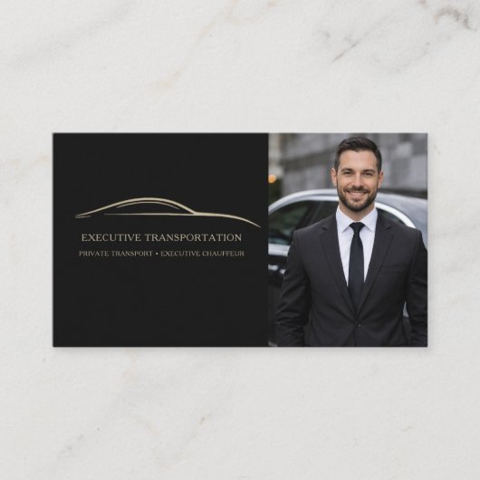 Transport Car QR Code Photo Black & Gold 名刺 (正面)
