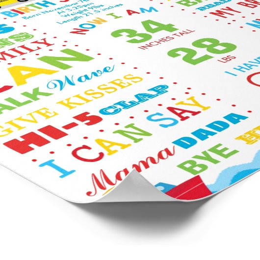 Transportation 2nd Birthday Milestone Birth Stats ポスター (角)