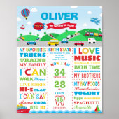 Transportation 2nd Birthday Milestone Birth Stats ポスター (正面)