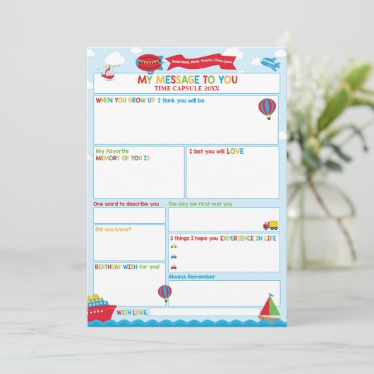 Transportation Activity Time Capsule Message Card  招待状 (スタンド正面)