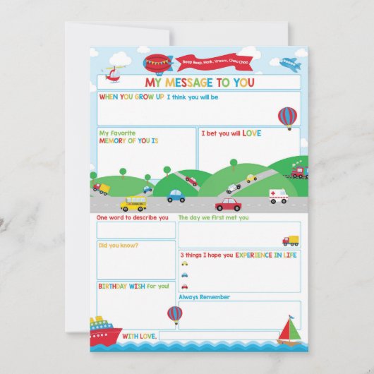 Transportation Activity Time Capsule Message Card  招待状 (正面)