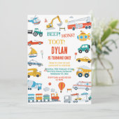 Transportation City Cars and Truck Boy Birthday 招待状 (スタンド正面)