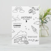 Transportation Line Art Boy’s 3rd Birthday Party 招待状 (スタンド正面)