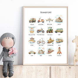 Transportation Poster – Learn Vehicle Names ポスター