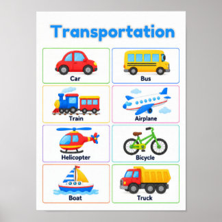 Transportation Vehicles Educational Poster for Kid ポスター