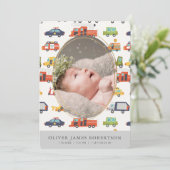 Transportationin City Cars少年の誕生のお知らせ 招待状 (スタンド正面)
