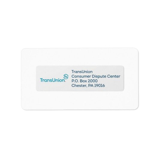 TransUnion郵送先住所ラベル ラベル (正面)