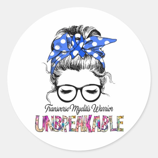 Transverse Myelitis Awareness Ribbon Support Gifts ラウンドシール (正面)