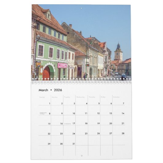 Transylvania 2026 calendar カレンダー (3月 2026)