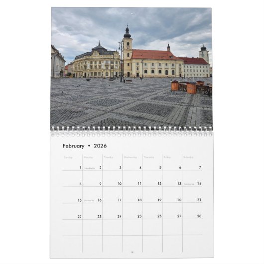 Transylvania 2026 calendar カレンダー (2月 2026)