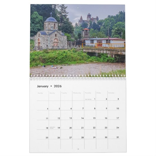 Transylvania 2026 calendar カレンダー (1月 2026)