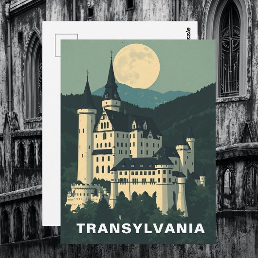 Transylvania Romania Castle Retro Vintage Gothic ポストカード