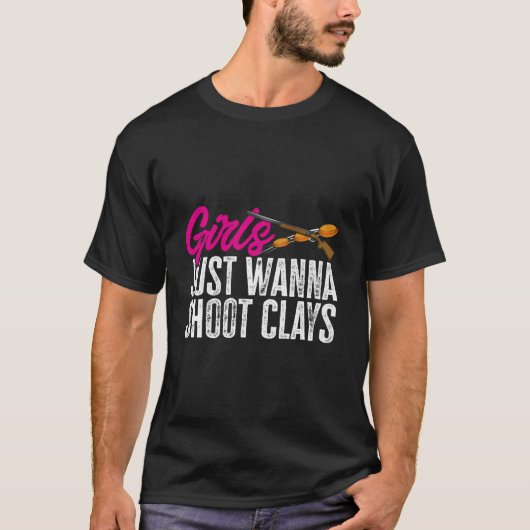 Trap Shooting Just Wanna Shoot Clay Pigeon Shootin Tシャツ (正面)