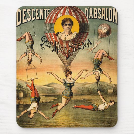 Trapeseのヴィンテージのサーカスポスターを飛ばす失敗Stena マウスパッド (正面)
