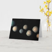 Trappist-1の7つの地球サイズの惑星 カード (黄色い花)