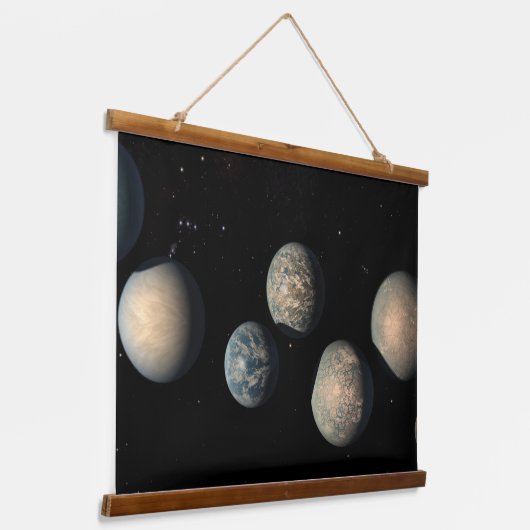 Trappist-1の7つの地球サイズの惑星 吊り下げ型タペストリー (傾斜あり)