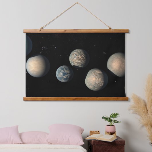 Trappist-1の7つの地球サイズの惑星 吊り下げ型タペストリー (寝室)
