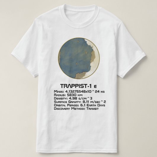 TRAPPIST-1 eテクニカル・データ Tシャツ (デザイン正面)