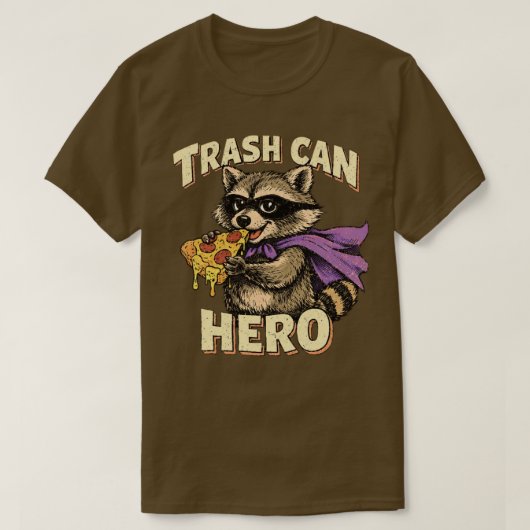“Trash Can Hero” Mischievous Raccoon design Tシャツ (デザイン正面)