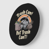 trash can not trash can't cute raccoon meme ラージ壁時計 (傾斜)
