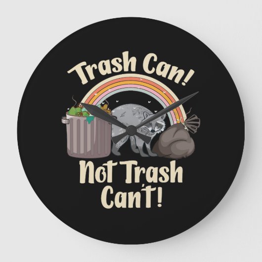 trash can not trash can't cute raccoon meme ラージ壁時計 (正面)
