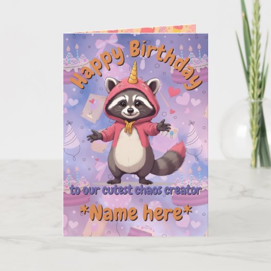 Trash Panda - Birthday Card - customizable name カード (正面)