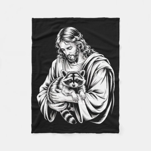 Trash Panda Jesus Raccoon Trashed Racoon Animal Ra フリースブランケット (正面)