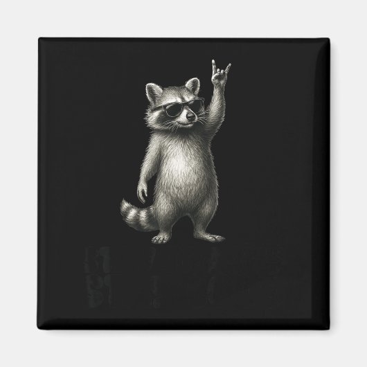 Trash Shades DJ Panda Raccoon Rock マグネット (正面)