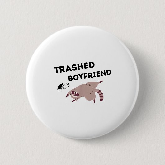 Trashed Boyfriend, Funny Trashed Panda Couples Pre 缶バッジ (正面)