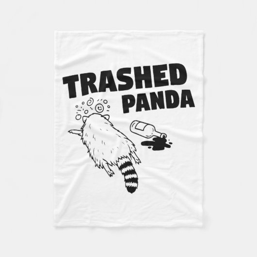 Trashed Panda, Funny Drunk Raccoon, Funny Trash Pa フリースブランケット (正面)