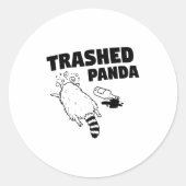 Trashed Panda, Funny Drunk Raccoon, Funny Trash Pa ラウンドシール (正面)